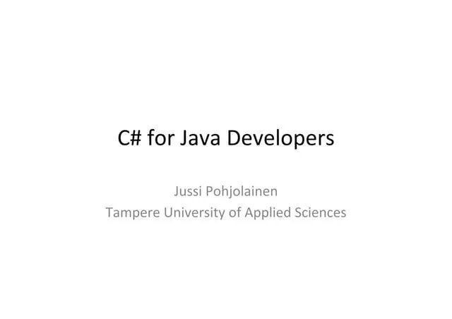 C# For Java Developers | PDF