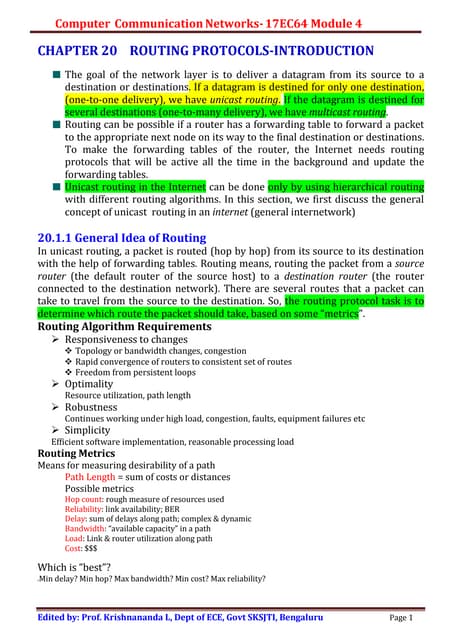 Computer Communication Networks-Routing Protocols 1 | PDF | Computer ...
