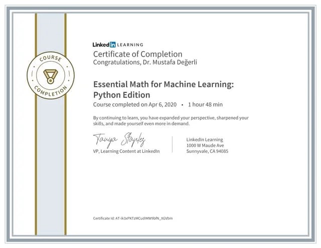 Dr. Mustafa Degerli - 2020 - Essential Math For Machine Learning Python ...