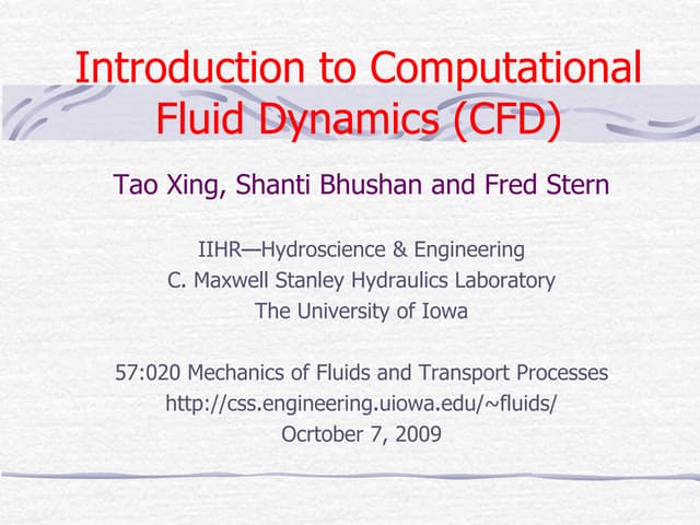 Computational Fluid Dynamics (CFD) | PPTX | 3-D Graphics | Computer ...