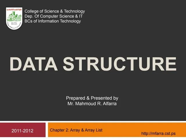 Chapter 2: Array And Array List Data Structure | PPT