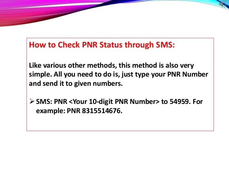 pic Pnr Status Sms Alert Free check pnr status through sms