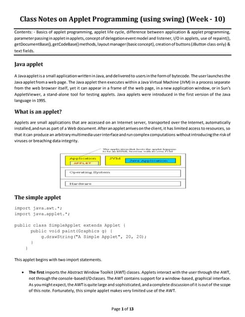 Applet Architecture - Introducing Java Applets | PPT