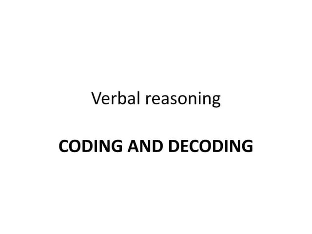 Coding And Decoding Topic For Aptitude Pdf