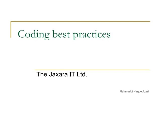Coding Best Practices | PPS
