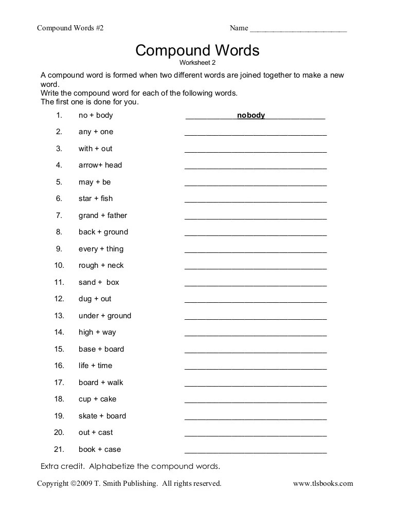 compound words worksheet part 3