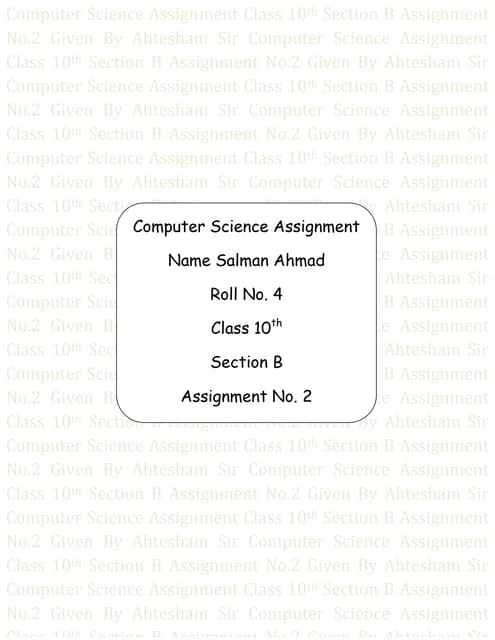 Computer Science Assignment 2 | DOCX