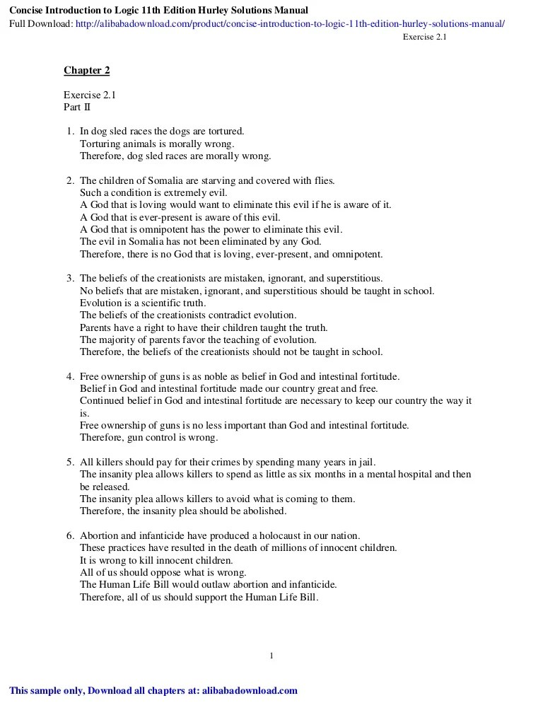 A Concise Introduction To Logic Answers See Quick start guide for more details.