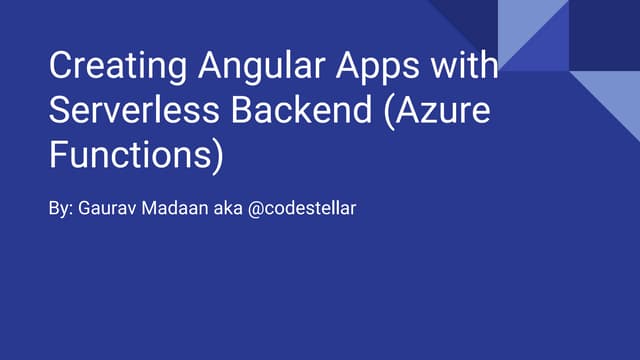 Creating Angular Apps With Serverless Backend | PPTX