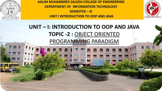 CS3391 OOP UT-I T2 OBJECT ORIENTED PROGRAMMING PARADIGM.pptx