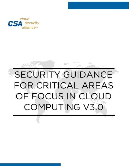 CSA Security Guidance Cloud Computing V3.0 | PDF
