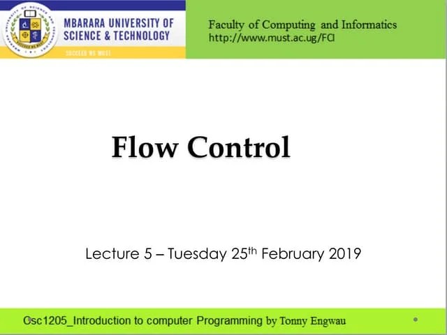 Introduction To Computer Programming (C)-CSC1205_Lec5_Flow Control | PPT