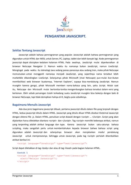 Pertemuan_6_JavaScript_Pengenalan_JAvascript | PPTX