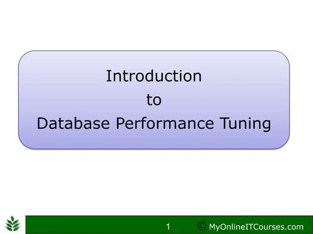 Database Performance Tuning Introduction | PPSX