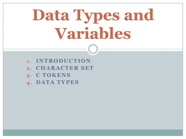 Data Types And Variables In C Programming | PPTX