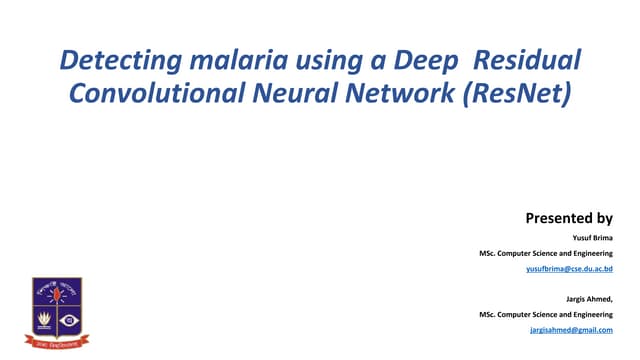 Detecting Malaria Using A Deep Convolutional Neural Network | PPTX