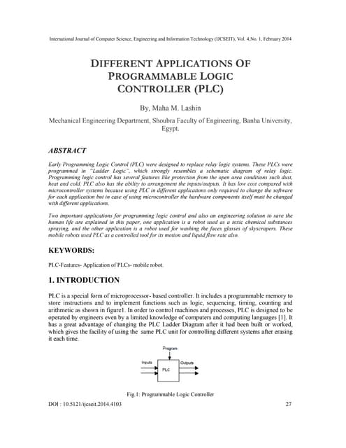 Different Applications Of Programmable Logic Controller (plc) | PDF ...
