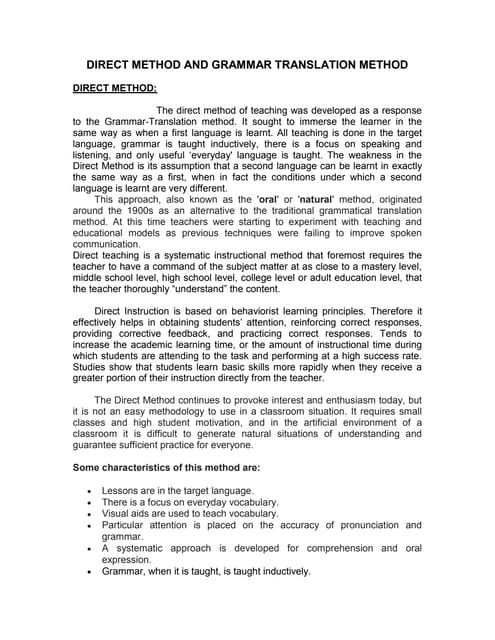 Direct Method Dm Of Language Teaching Ppt Education