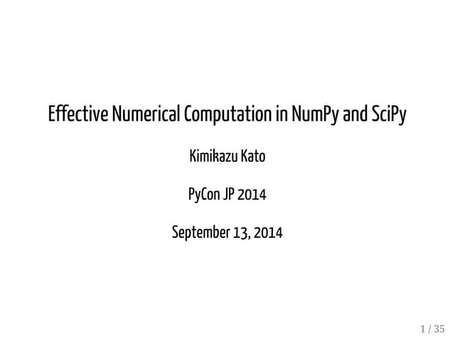 Effective Numerical Computation In NumPy And SciPy | PDF