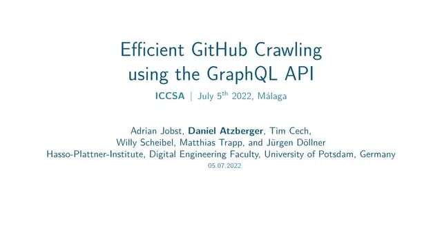 Efficient Github Crawling Using The Graphql Api Pdf Web Development