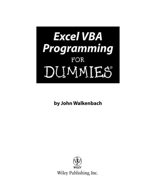Excel.vba.for.dummies | PDF