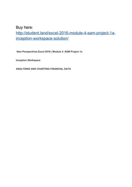 Excel 2016 | Module 1: SAM Project 1a (solution) | PDF