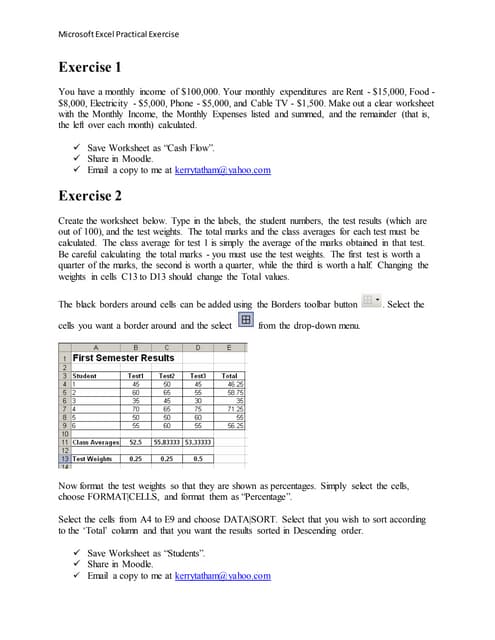 Excel Exam Practical | DOCX