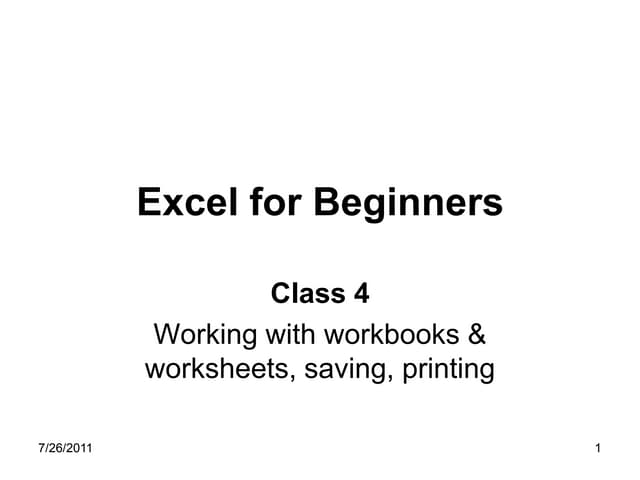 Excel For Beginners Class 4 | PPT