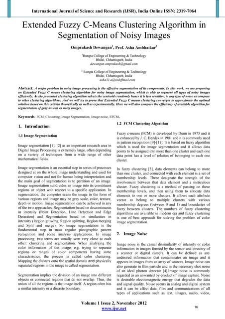 Extended Fuzzy C Means Clustering Algorithm In Segmentation Of Noisy ...