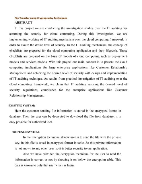 Mini Project On Data Encryption & Decryption In JAVA | PDF ...