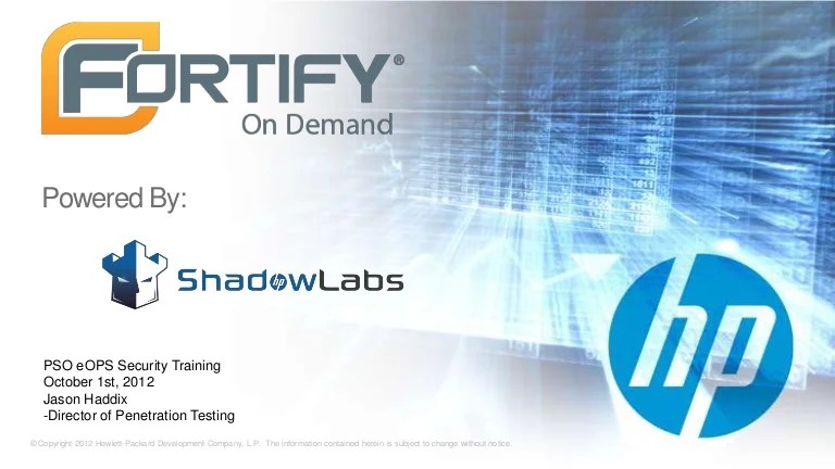 Despite webos' merits, many pe. Fortify On Demand And Shadowlabs