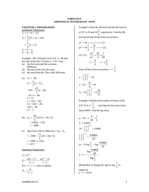 Notes And Formulae Mathematics Spm Pdf
