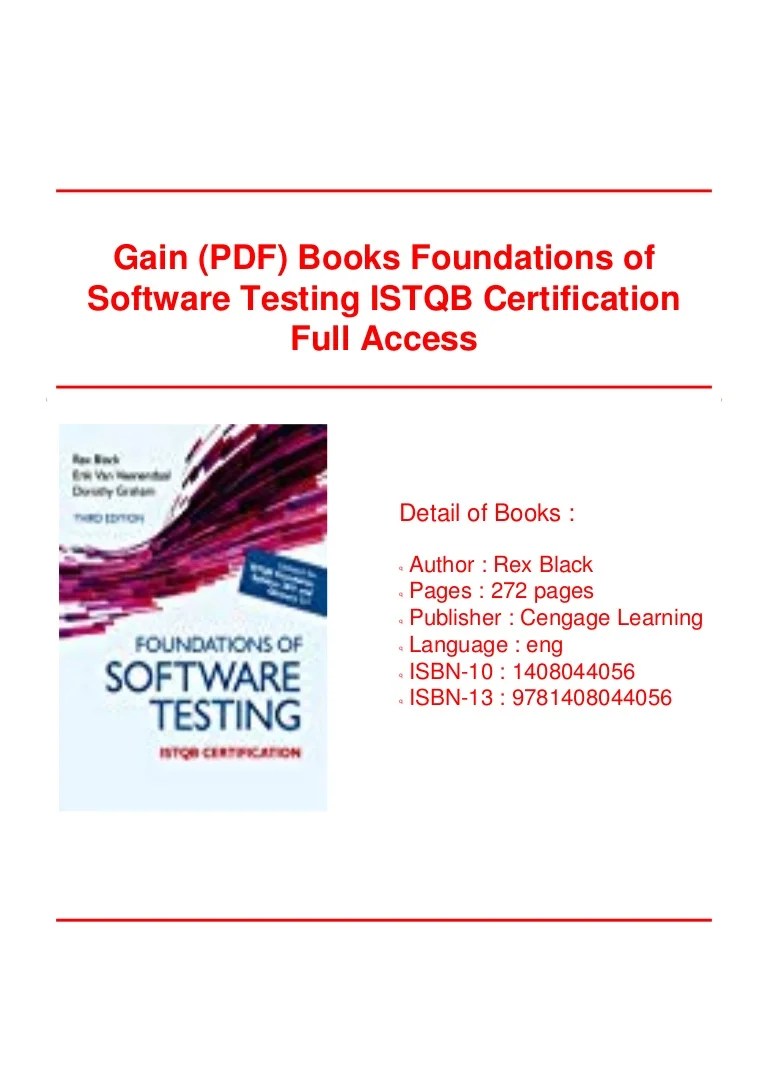 Gain Pdf Books Foundations Of Software Testing Istqb Certification Software Inspection with Tom Gilb Now in its third edition Foundations of Software Testing.