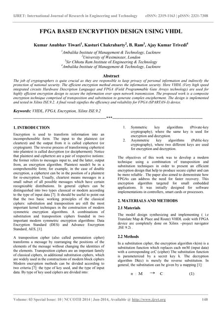 FPGA And ASIC Implementation Of Speech Encryption And Decryption Using ...