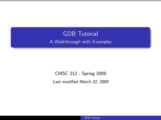 Gdb Tutorial-handout | PDF