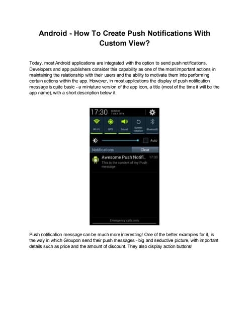 How To Create Android Push Notifications With Custom View | PDF