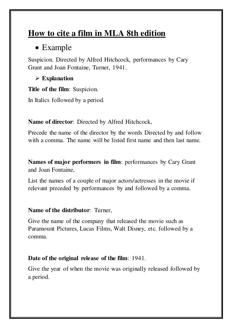 How to cite a film in mla 8th edition