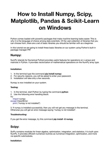 How To Install Numpy Scipy Matplotlib Pandas On Windows Mpl Toolkits