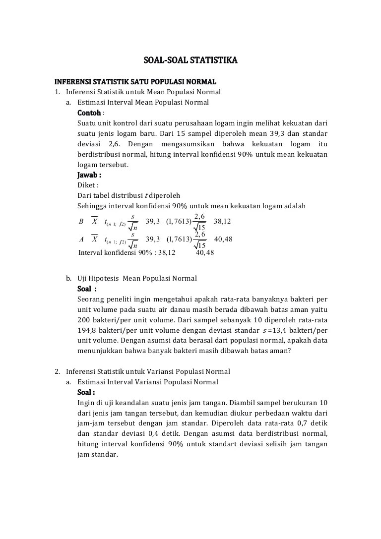 Contoh Soal Statistik Bisnis 
