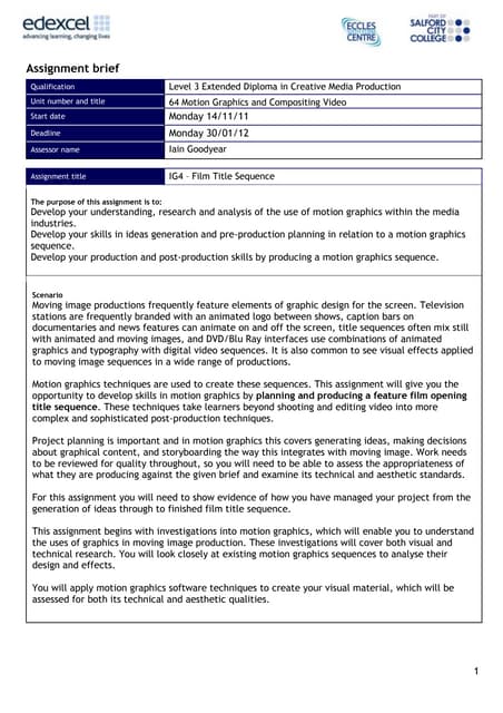 Ig4 Assignment Motion Graphics Docx