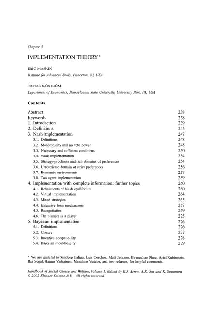 Implementation Theory Published_version | PDF