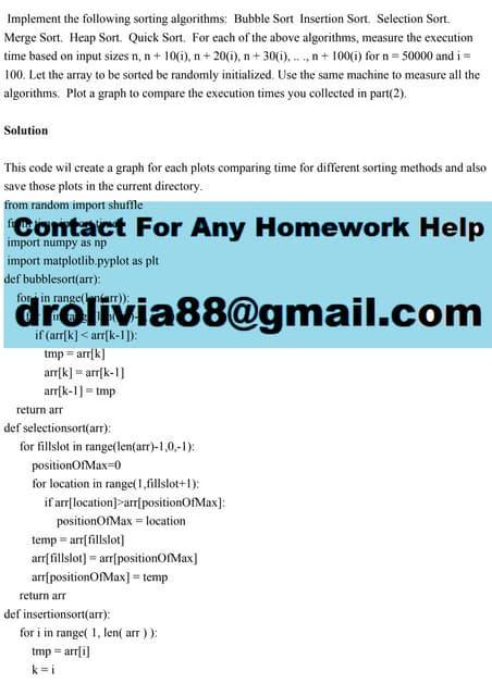 Implement The Following Sorting Algorithms Bubble Sort Insertion S.pdf