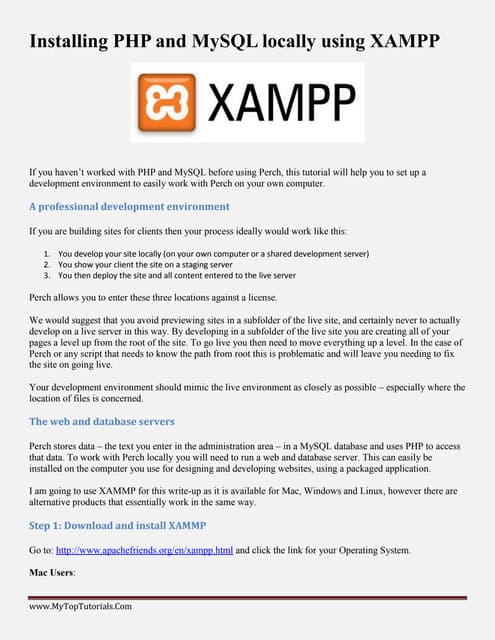 Installing Php And My Sql Locally Using Xampp | PDF | Web Hosting ...