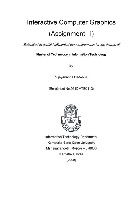 M.Tech : Interactive Computer Graphics Assignment I | PDF