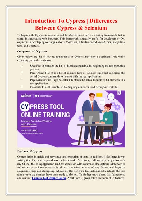 Introduction To Cypress | Differences Between Cypress & Selenium | PDF ...
