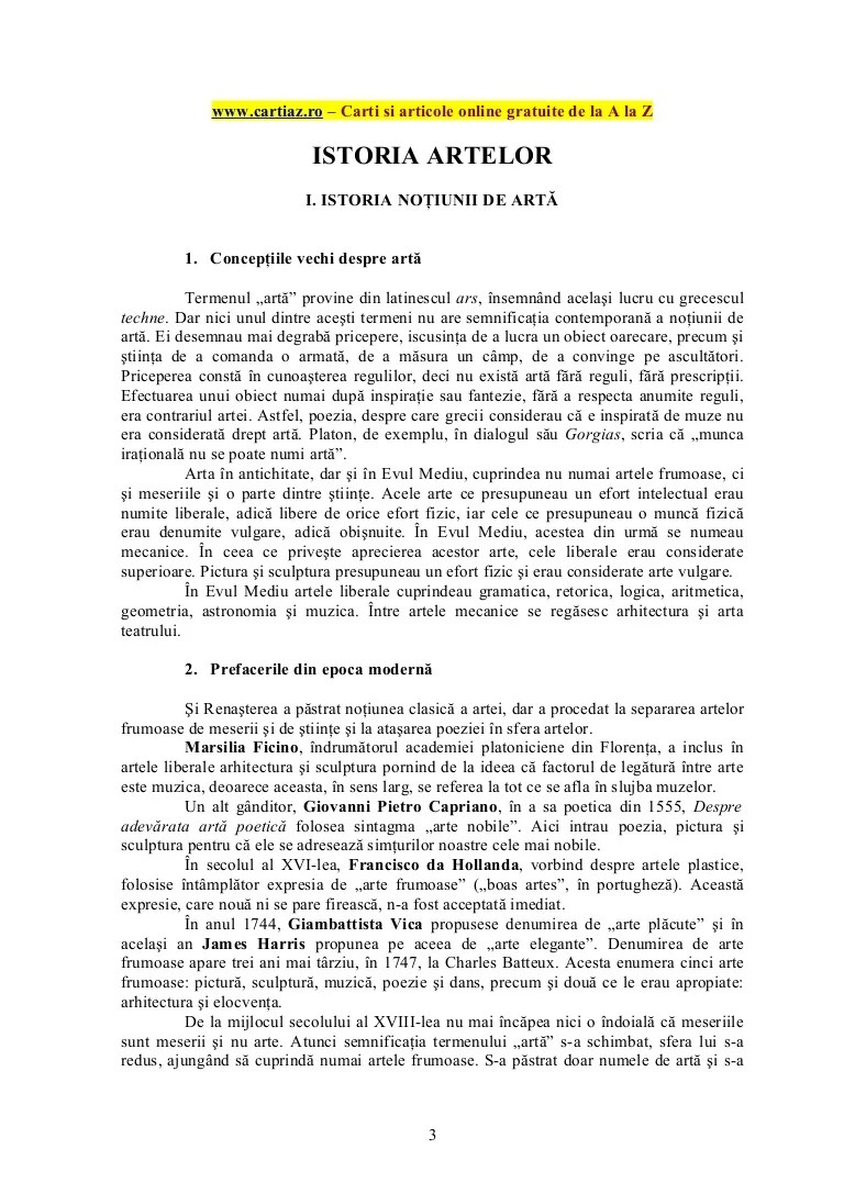 Istoria Artelor