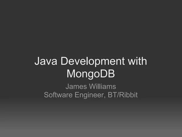 Java Development With MongoDB | PDF