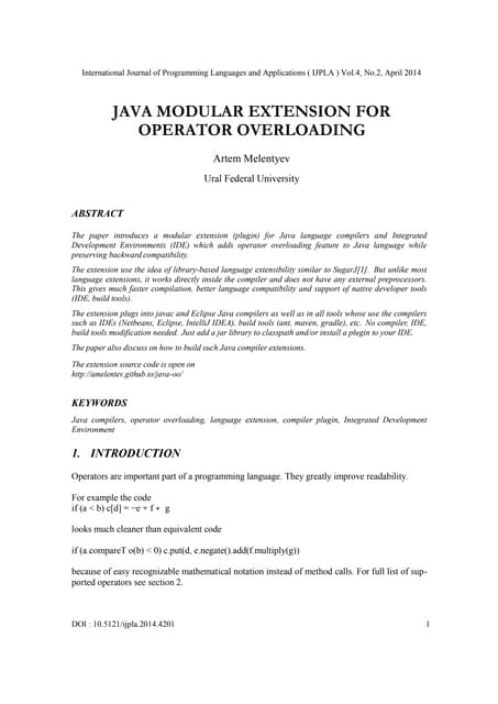 Java Modular Extension For Operator Overloading | PDF