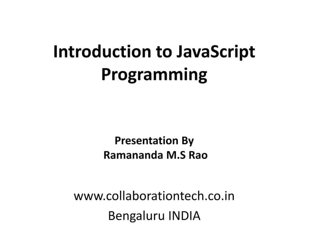 Introduction To Javascript Ajax Pptx