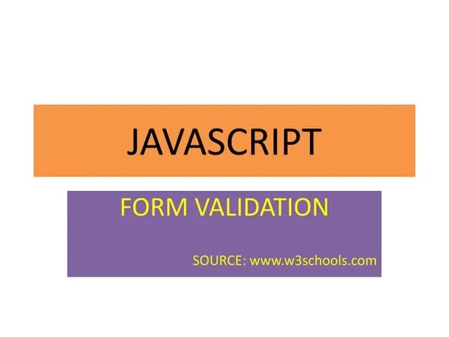 Javascript Validating Form | PPTX